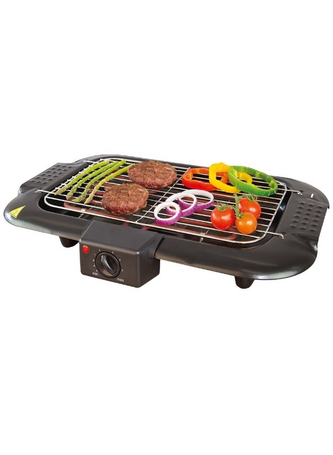 DENX DX3438 Electric BBQ Grill 2000W with Adjustable Temperature Control, Standing Barbecue Grill with Stainless Steel Cooking Rack, Wind Deflector, Lower Storage Tray, Easy-Clean Design for Indoor and Outdoor Grilling - Image 4