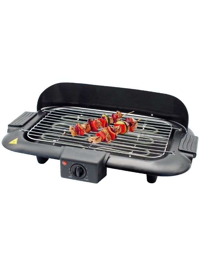DENX DX3438 Electric BBQ Grill 2000W with Adjustable Temperature Control, Standing Barbecue Grill with Stainless Steel Cooking Rack, Wind Deflector, Lower Storage Tray, Easy-Clean Design for Indoor and Outdoor Grilling - Image 3