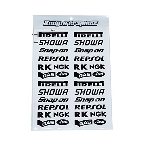 Kungfu Graphics Micro Sponsor Logo Racing Sticker Sheet Universal 72X 102 inch White Black - Image 1