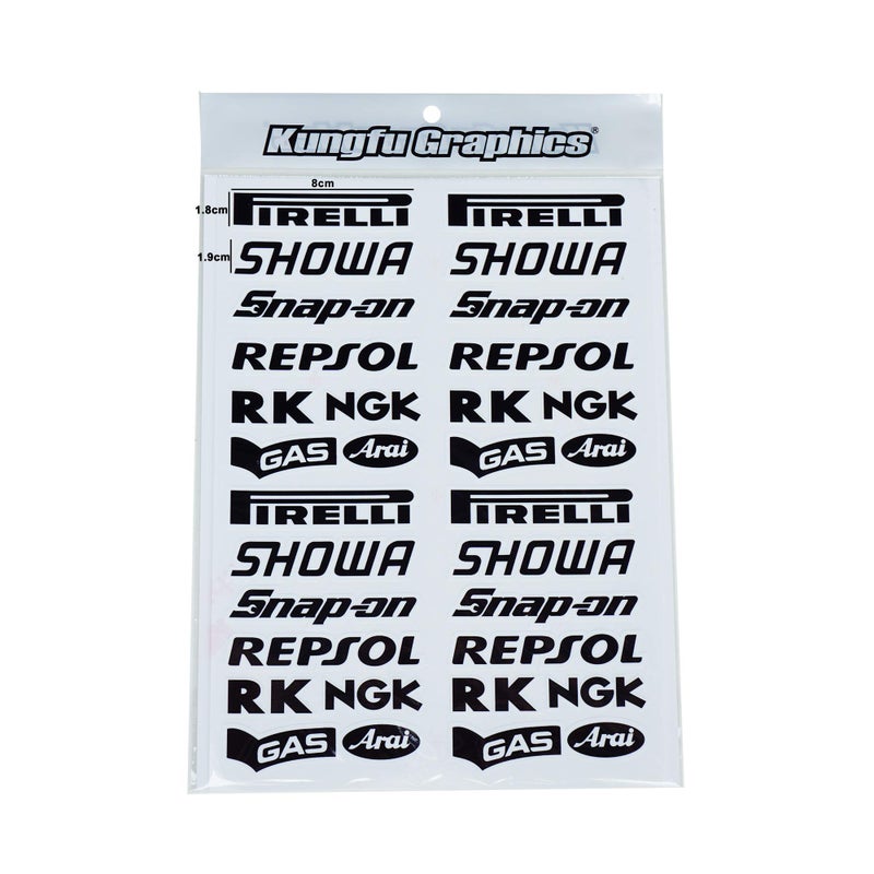 Kungfu Graphics Micro Sponsor Logo Racing Sticker Sheet Universal 72X 102 inch White Black - Image 3