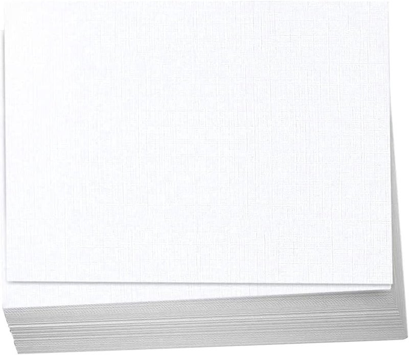 Hamilco 4x6 White Linen Cardstock Paper Blank Index Cards Flat Card Stock Heavyweight 100lb Cover 100 Pack - Image 1
