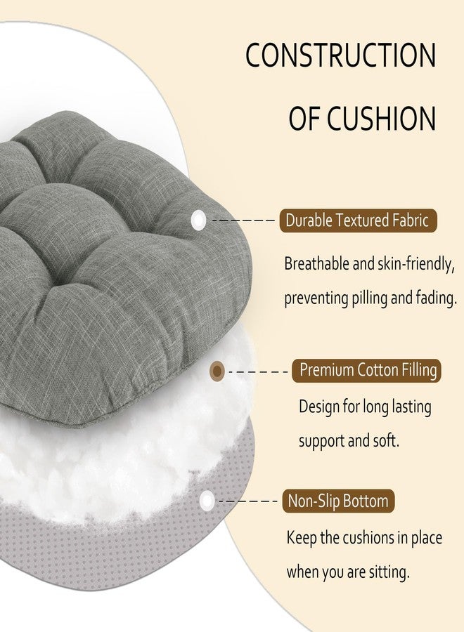 ELFJOY Chair Cushions for Dining Chairs 18" x 18" x 3" Kitchen Chair Cushions Set of 4 Tufted Chair Pads with Ties and Non-Slip Backing Comfortable Seat Cushion for Indoor Dining Room,Light Grey - Image 3