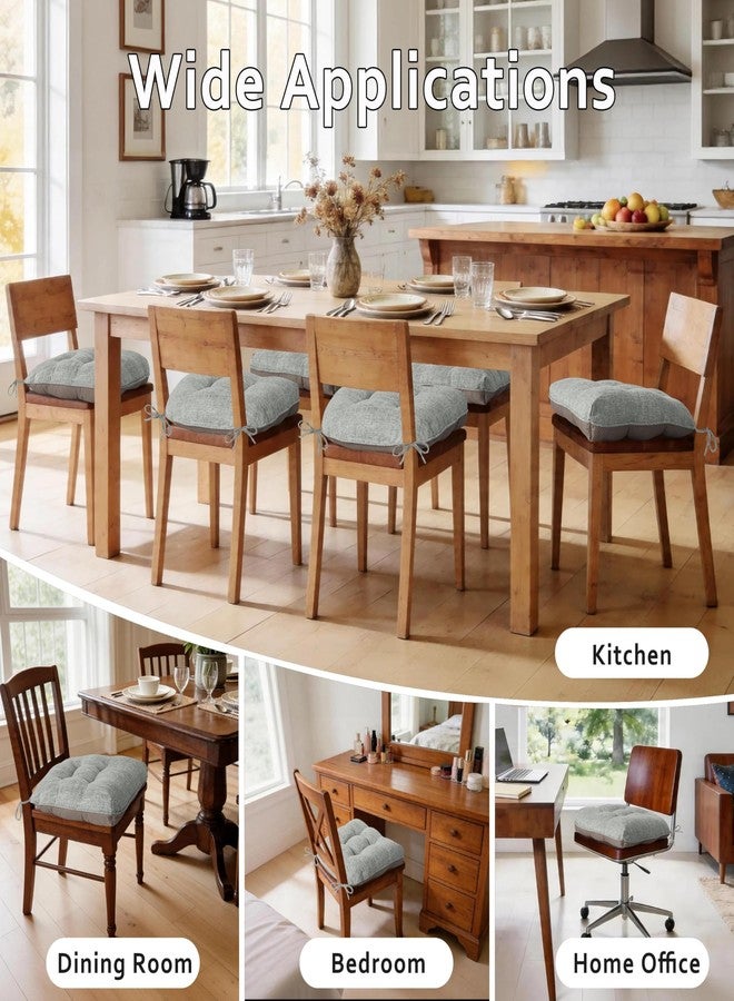 ELFJOY Chair Cushions for Dining Chairs 18" x 18" x 3" Kitchen Chair Cushions Set of 4 Tufted Chair Pads with Ties and Non-Slip Backing Comfortable Seat Cushion for Indoor Dining Room,Light Grey - Image 5