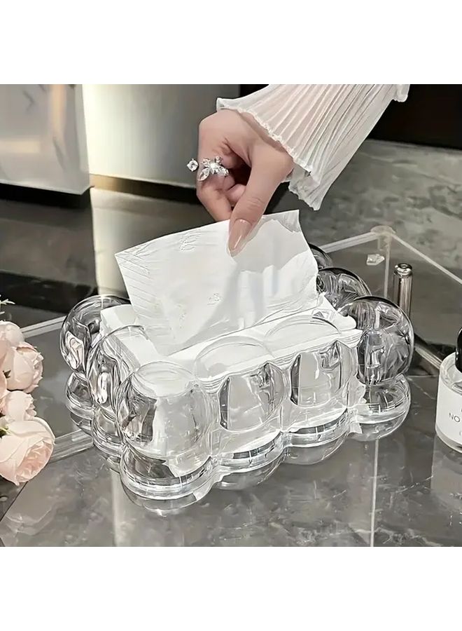 White Acrylic Cloud Shaped Tissue Box Holder For Home Office Desk Decor - Image 2