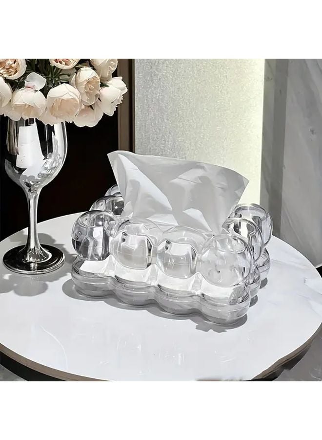 White Acrylic Cloud Shaped Tissue Box Holder For Home Office Desk Decor - Image 1
