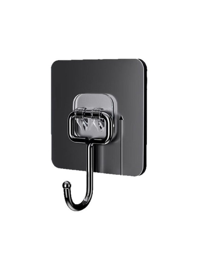 Mengting Strong Adhesive No-drill Heavy-duty Wall Hooks, No-trace Bathroom Door Hanging Hooks, Black, Pack Of 10