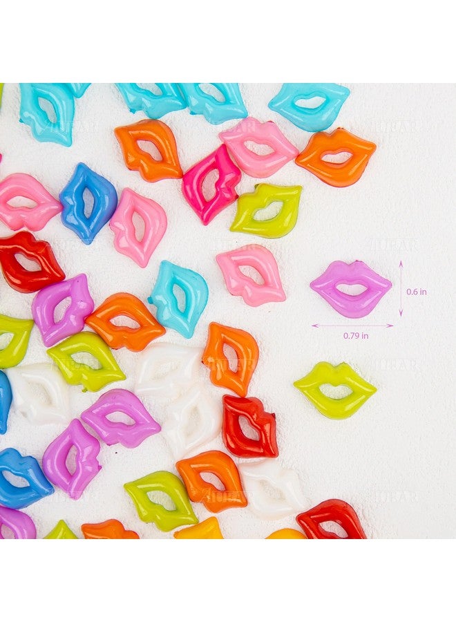 AUEAR , 100 Pack Lip Charms Pendants Resin Kiss Beads For Jewelry Making 10 Colors - Image 2