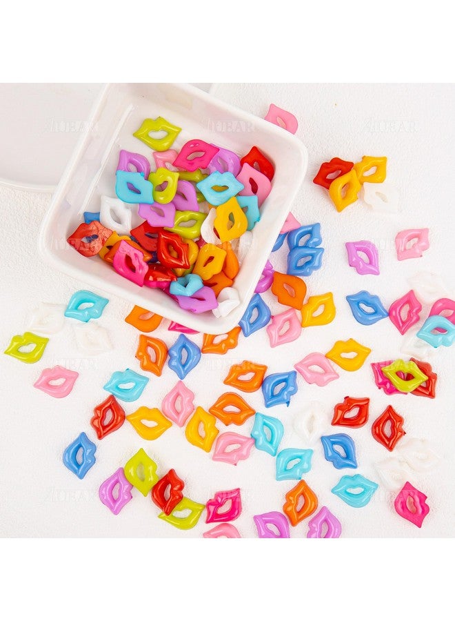 AUEAR , 100 Pack Lip Charms Pendants Resin Kiss Beads For Jewelry Making 10 Colors - Image 4