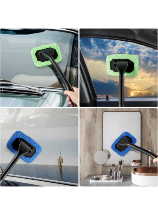 Windshield Cleaning Tool Windshield Cleaning Wand Auto Window Cleaner,5 Pieces Reusable Cloth Pads for Car Interior, Dirty Car Washing Brushes (Green) - Image 5
