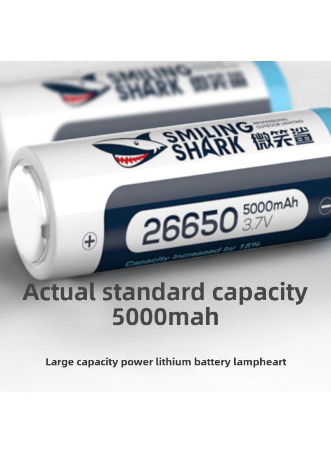 Smiley Shark Long Endurance Large Capacity Rechargeable Strong Light Flashlight Lithium Battery Flashlight Accessories 3.7V Lithium Battery-Color:32850 Lithium Battery ]