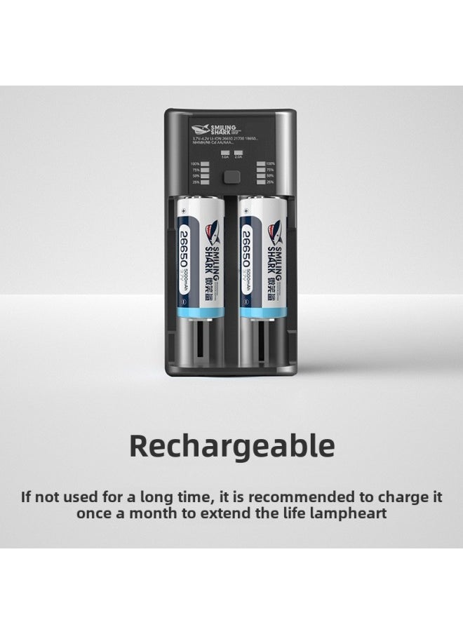 Smiley Shark Long Endurance Large Capacity Rechargeable Strong Light Flashlight Lithium Battery Flashlight Accessories 3.7V Lithium Battery-Color:32850 Lithium Battery ]