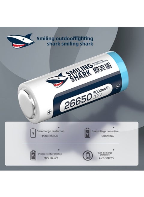 Smiley Shark Long Endurance Large Capacity Rechargeable Strong Light Flashlight Lithium Battery Flashlight Accessories 3.7V Lithium Battery-Color:32850 Lithium Battery ]