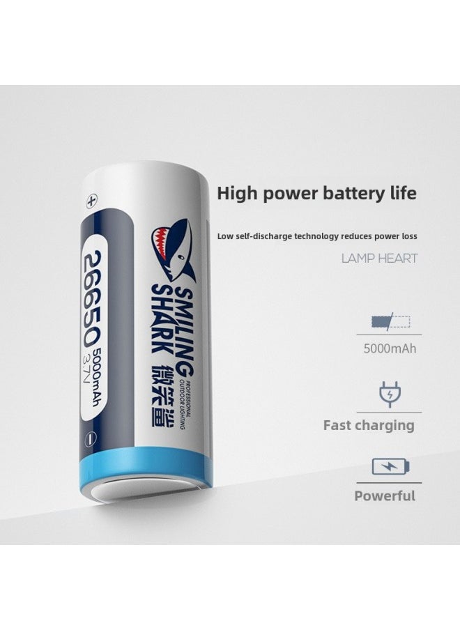Smiley Shark Long Endurance Large Capacity Rechargeable Strong Light Flashlight Lithium Battery Flashlight Accessories 3.7V Lithium Battery-Color:32850 Lithium Battery ]