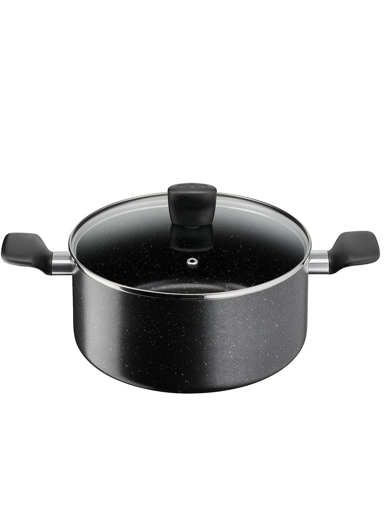 Tefal Dark Stone 9 pc set stewpots 20/24 cm+lids, saucepan 16 cm, frypan 28 cm, spoon, ladle Black 1kg - Image 2