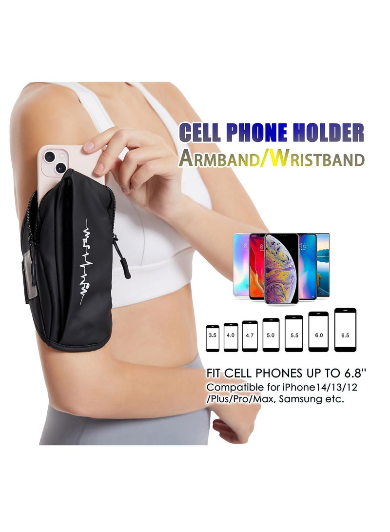 Y&D Universal Sports Armband Comfort Running and Wristband Cell Phone Holder for Exercise Workout, Compatible with iPhone 14/Plus/Pro/13/12/11 Samsung Galaxy All Phones, Adjustable (Black) - Image 2