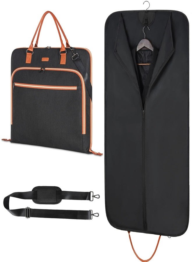 GMAK Travel Garment Bag, Heavy Duty Travel Suit Bag with Zipper Pocket, 47'' Carry on Garment Duffel Bags for Suits, Dresses, Coats, Tuxedos, Travel Essential Storage Tote Bag, Black - Image 1