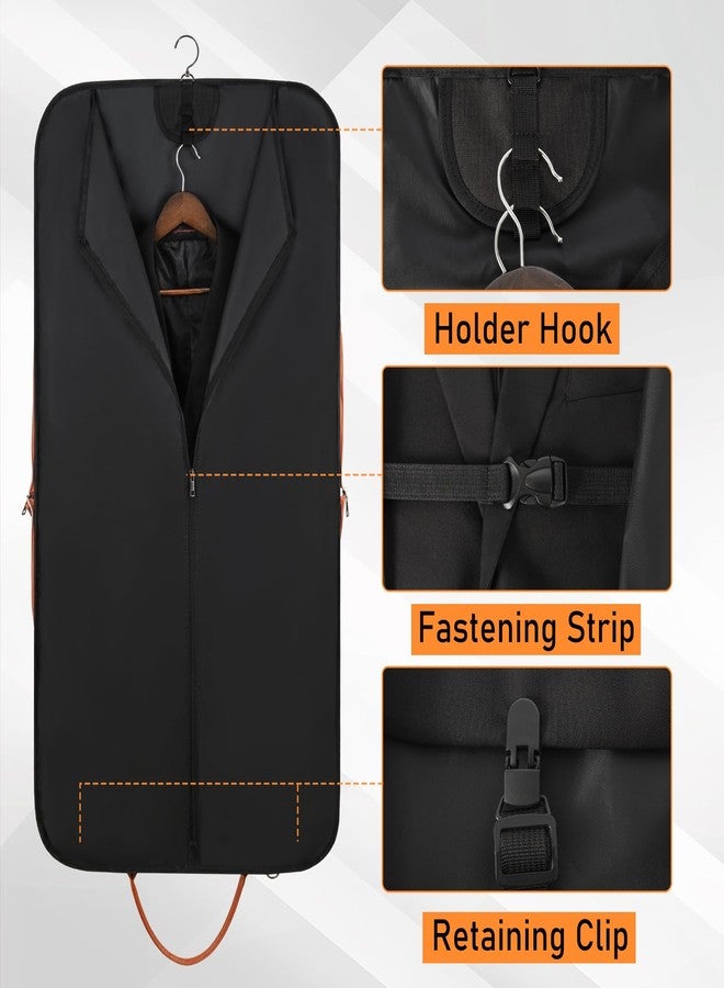 GMAK Travel Garment Bag, Heavy Duty Travel Suit Bag with Zipper Pocket, 47'' Carry on Garment Duffel Bags for Suits, Dresses, Coats, Tuxedos, Travel Essential Storage Tote Bag, Black - Image 3