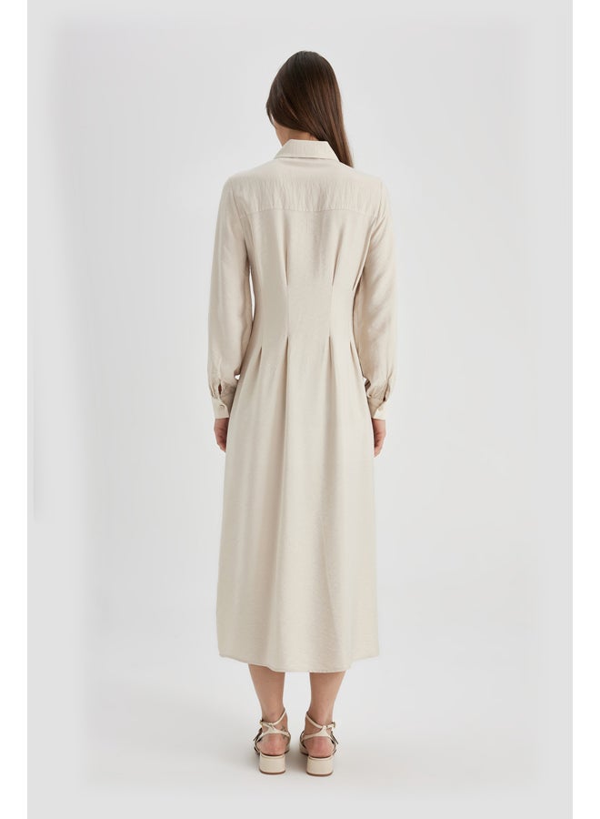 DeFacto Woman Shirt Neck Long Sleeve Woven Dress - Image 3