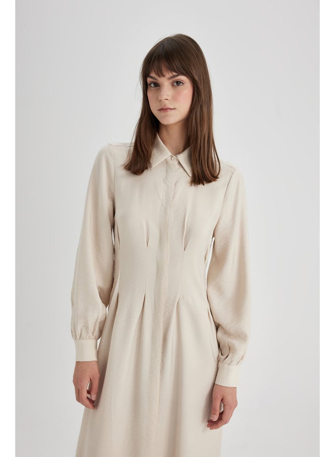 DeFacto Woman Shirt Neck Long Sleeve Woven Dress - Image 2