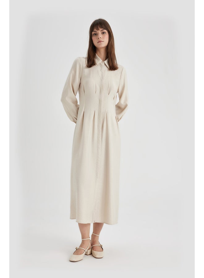 DeFacto Woman Shirt Neck Long Sleeve Woven Dress - Image 5