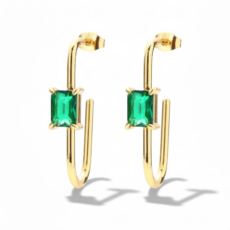 Bariq The Emerald Arc Hoops - Tarnish Free - Image 1