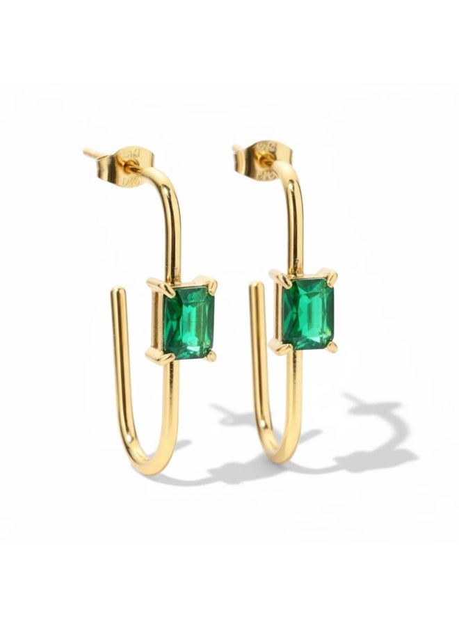 Bariq The Emerald Arc Hoops - Tarnish Free - Image 2