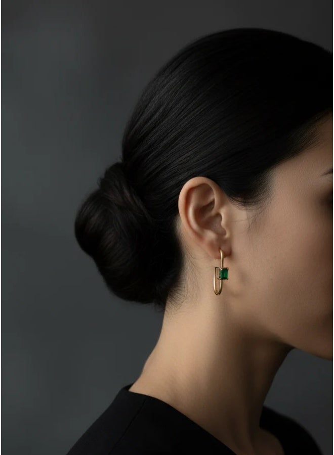 Bariq The Emerald Arc Hoops - Tarnish Free - Image 3