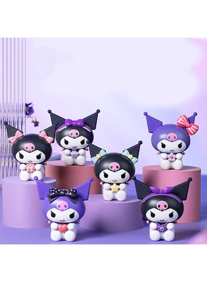 HALAMODO Mystery Box! 6-Piece Heartbeat Kuromi Blind Box Anime Figures - Adorable Blushing Poses and Heart-Shaped Accessories, Charming Desk Decor and Sweet Birthday Gift - Image 5