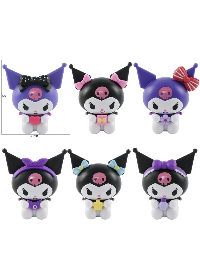 HALAMODO Mystery Box! 6-Piece Heartbeat Kuromi Blind Box Anime Figures - Adorable Blushing Poses and Heart-Shaped Accessories, Charming Desk Decor and Sweet Birthday Gift - Image 1