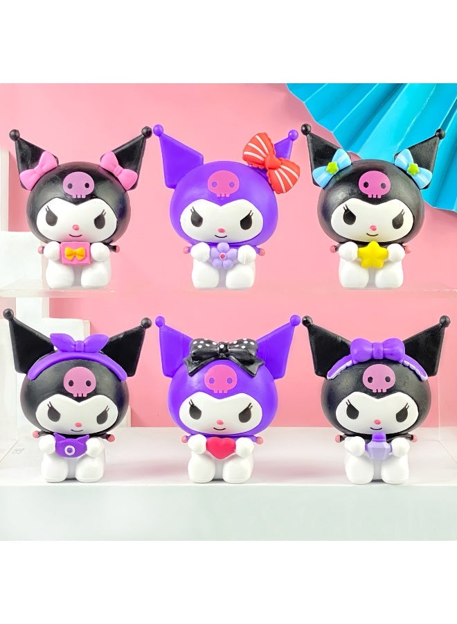 HALAMODO Mystery Box! 6-Piece Heartbeat Kuromi Blind Box Anime Figures - Adorable Blushing Poses and Heart-Shaped Accessories, Charming Desk Decor and Sweet Birthday Gift - Image 2