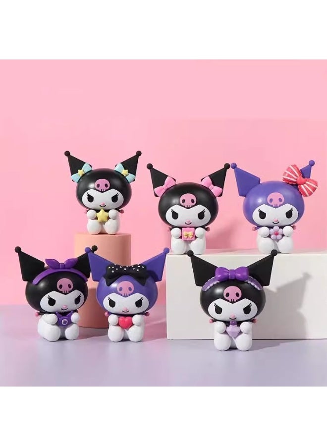 HALAMODO Mystery Box! 6-Piece Heartbeat Kuromi Blind Box Anime Figures - Adorable Blushing Poses and Heart-Shaped Accessories, Charming Desk Decor and Sweet Birthday Gift - Image 3