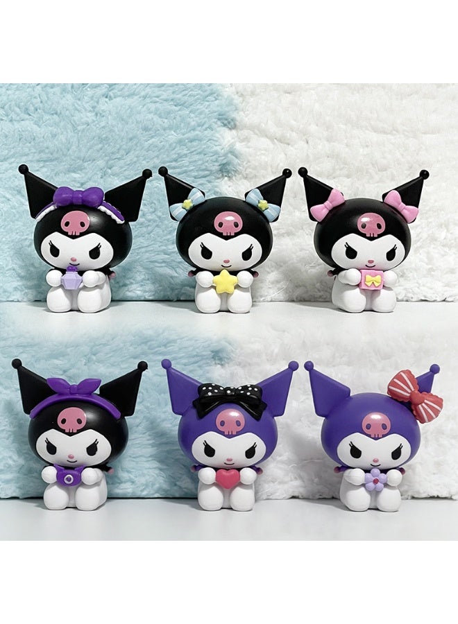 HALAMODO Mystery Box! 6-Piece Heartbeat Kuromi Blind Box Anime Figures - Adorable Blushing Poses and Heart-Shaped Accessories, Charming Desk Decor and Sweet Birthday Gift - Image 4