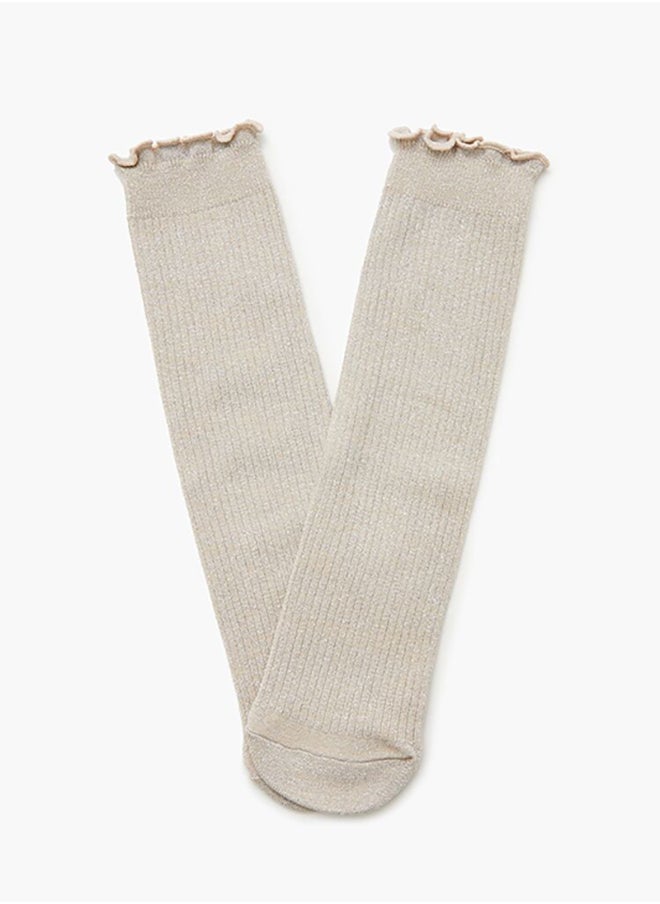 FOREVER 21 Ribbed Lettuce-Edge Crew Socks  - Image 2