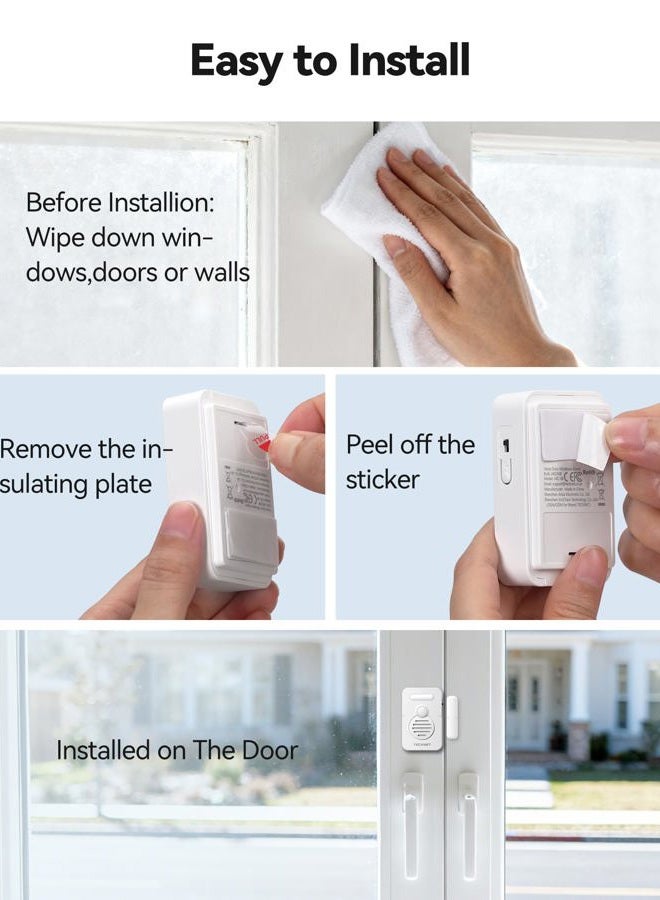 TECKNET Door Alarms for Kids Safety, 4-Level Adjustable Volume, Window Alarm with Smart Voice Alert, Refrigerator Sensor Pool Alarm Door Alarms When Opened for Home Security、Hotel、Garage and Basement - Image 5