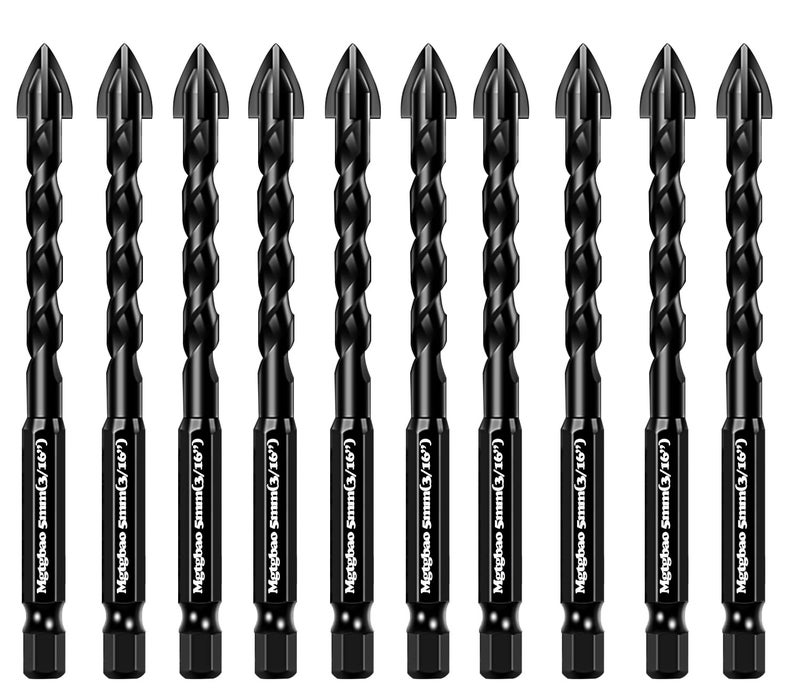 Urgrade Mgtgbao 10pc 5MM Masonry Drill Bits 316 Concrete Drill Bit Set for TileBrick Plastic and WoodTungsten Carbide Tip Best for Wall Mirror and Ceramic Tile