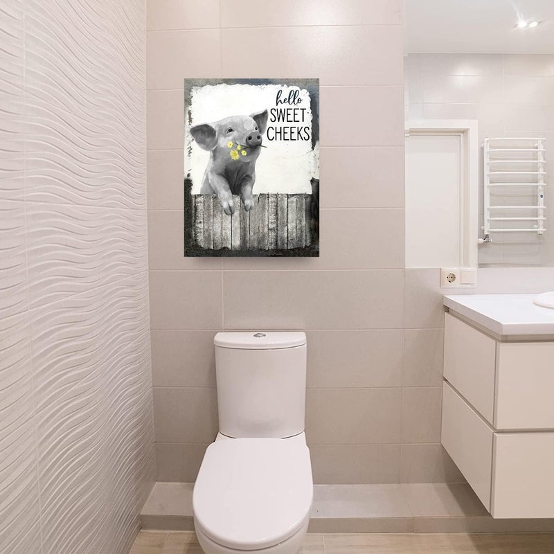 SweetFox Farmhouse Pig Canvas Wall Art - Image 3
