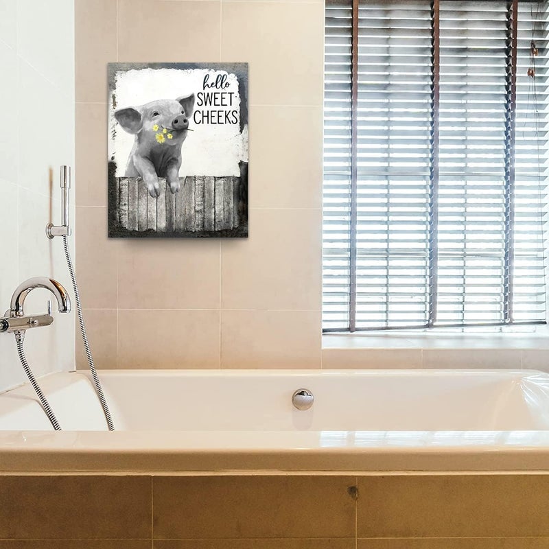 SweetFox Farmhouse Pig Canvas Wall Art - Image 2