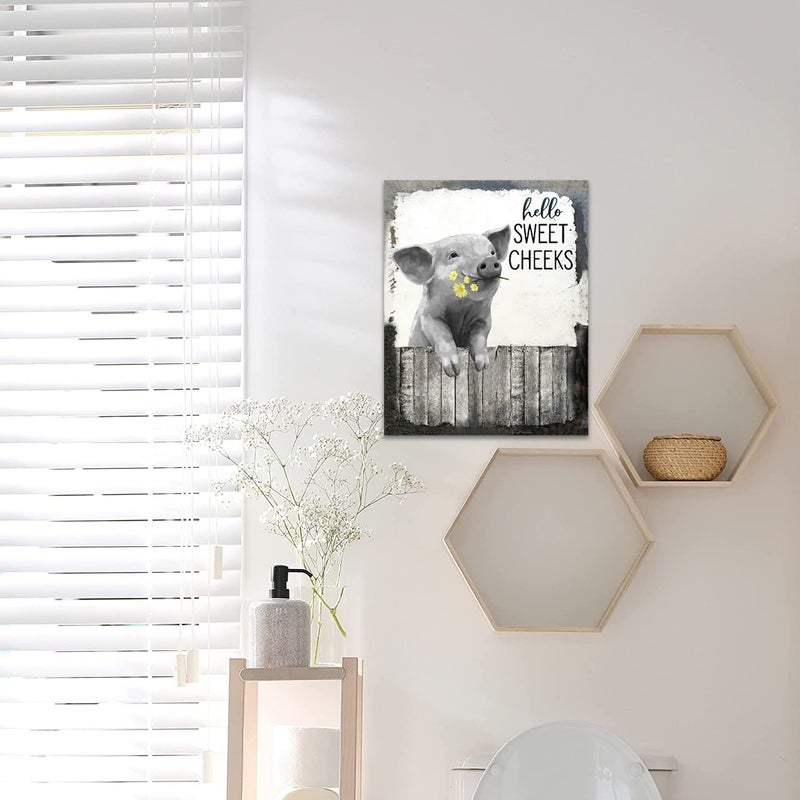 SweetFox Farmhouse Pig Canvas Wall Art - Image 4