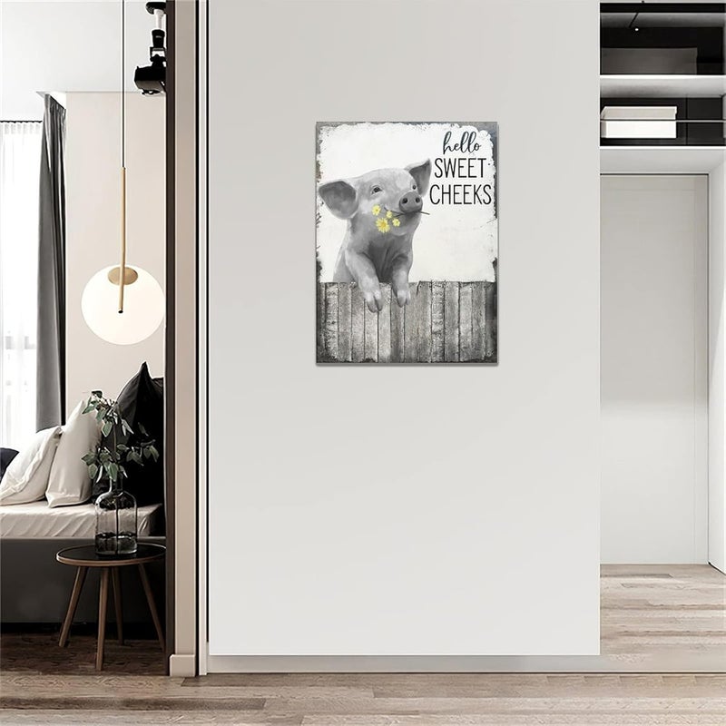 SweetFox Farmhouse Pig Canvas Wall Art - Image 5