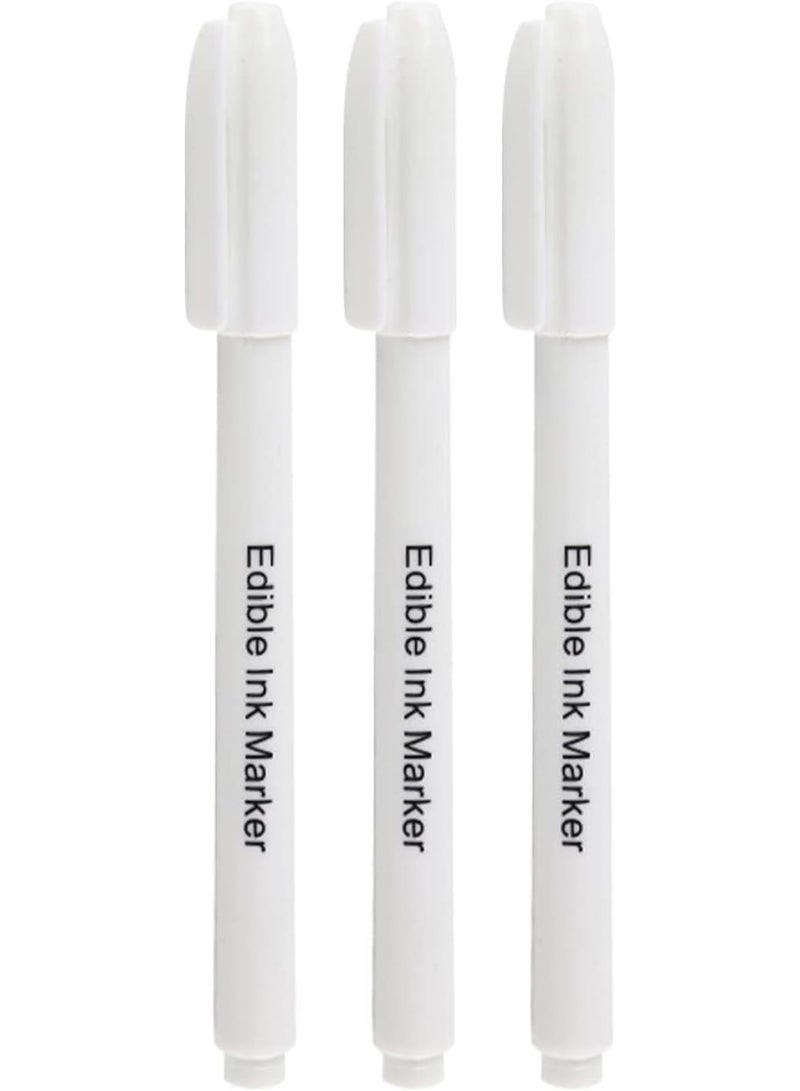KASTWAVE Marker Pens Dual Markers, 3 Pack Grade Markers for Cake Decorating, Fondant Icing, Easter Eggs, & Party Crafts, Rock Painting, Canvas (White) - Image 1