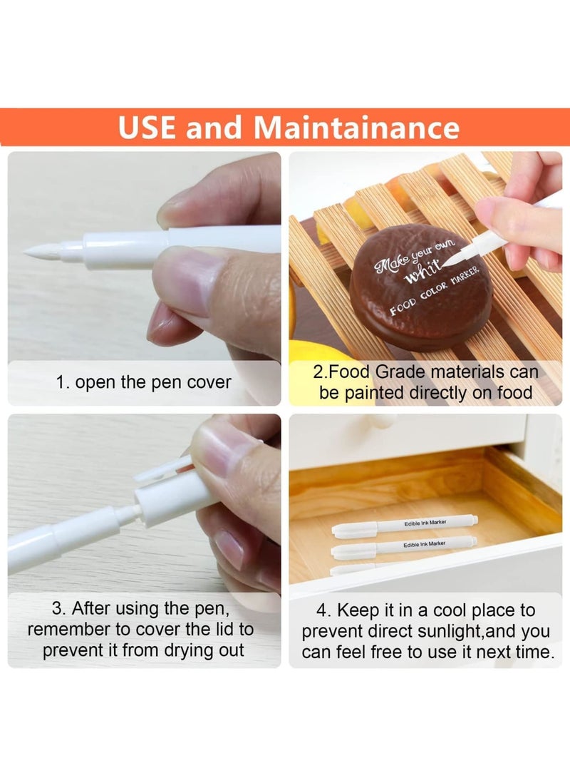 KASTWAVE Marker Pens Dual Markers, 3 Pack Grade Markers for Cake Decorating, Fondant Icing, Easter Eggs, & Party Crafts, Rock Painting, Canvas (White) - Image 3