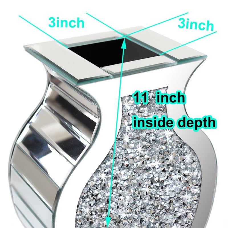 ALLARTONLY Crushed Diamond Mirror Vase Crystal Silver Glass Stunning Decorative Vase Flower Luxury for Home DÃ©cor. Canâ€™t Hold Water. - Image 3