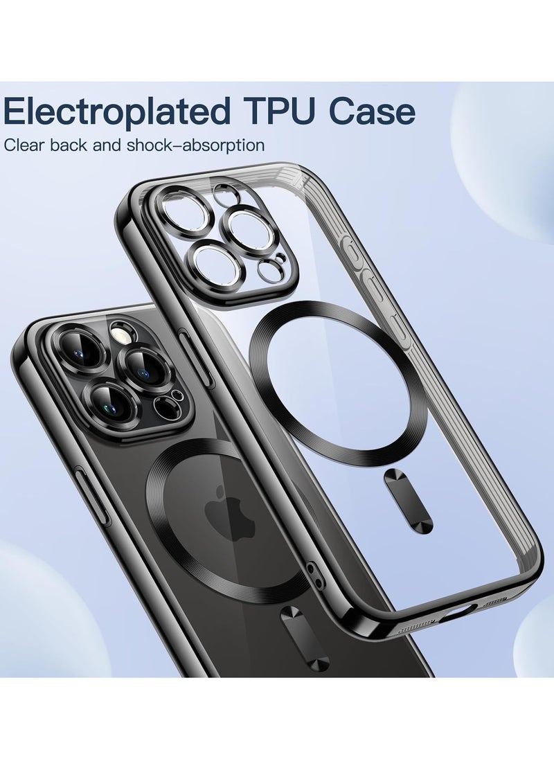 Generic - iPhone 16 Pro Max Case with MagSafe Wireless Charging Compatible Back Cover with Electroplating Shockproof Frame-BLACK - Image 1