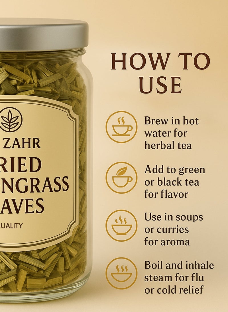 Zahr Al Zahr Dried Lemongrass Leaves – 100% Natural Aromatic Herb for Cooking & Tea | Eco-Friendly Pack - Image 3