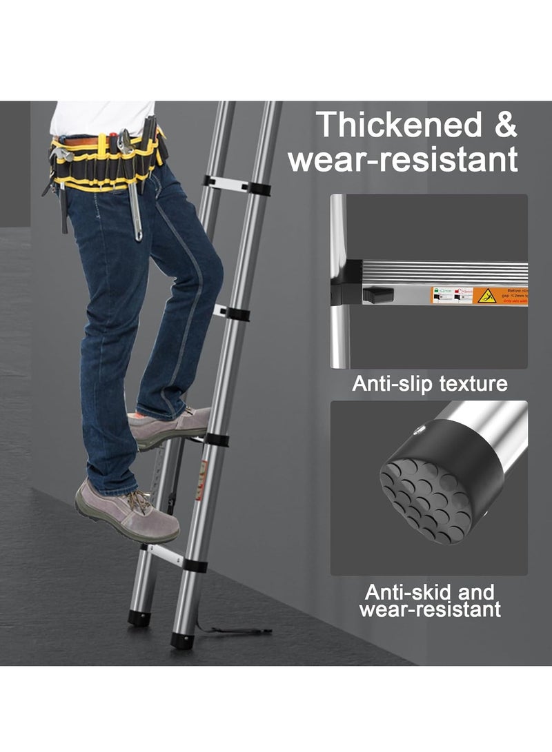 BRIEFNESS 3.2m Telescoping Extension Ladder – 10.5FT Foldable Stainless Steel, Multi-Purpose, Anti-Slip, Max Load 330 lbs - Image 4