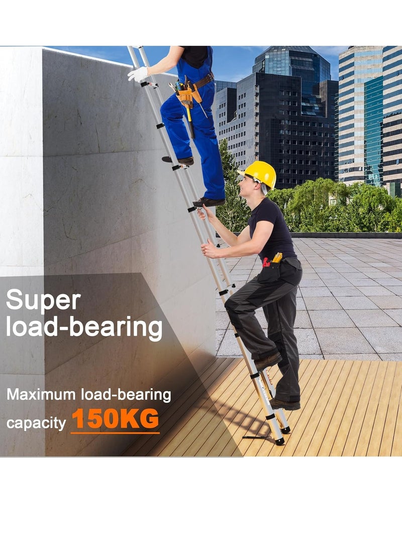 BRIEFNESS 3.2m Telescoping Extension Ladder – 10.5FT Foldable Stainless Steel, Multi-Purpose, Anti-Slip, Max Load 330 lbs - Image 5