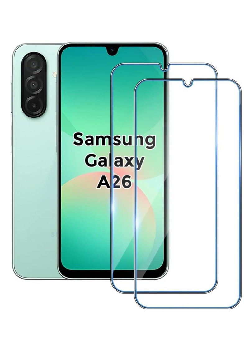 LEDIN Samsung Galaxy A26 Screen Protector Tempered Glass Cover, Case Friendly Transparent Guard, Bubble Free Easy Installation Screen Protector for Galaxy A26 (2 Pack) (CLEAR) - Image 1