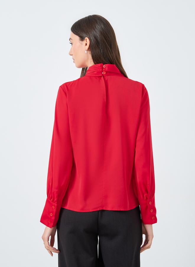 Take Two Solid Cross Neck Long Sleeve Top - Image 5