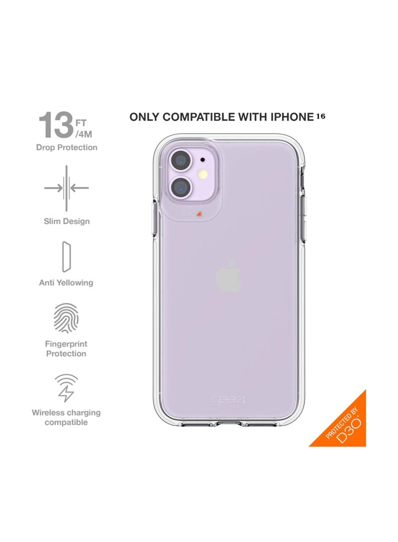 جيرفور جراب كريستال بالاس من جير4، متوافق مع موبايل ايفون 16 بخاصية الحماية المتقدمة وتقنية D3O المتكاملة، مضاد للاصفرار من سيليكون - شفاف - Image 2
