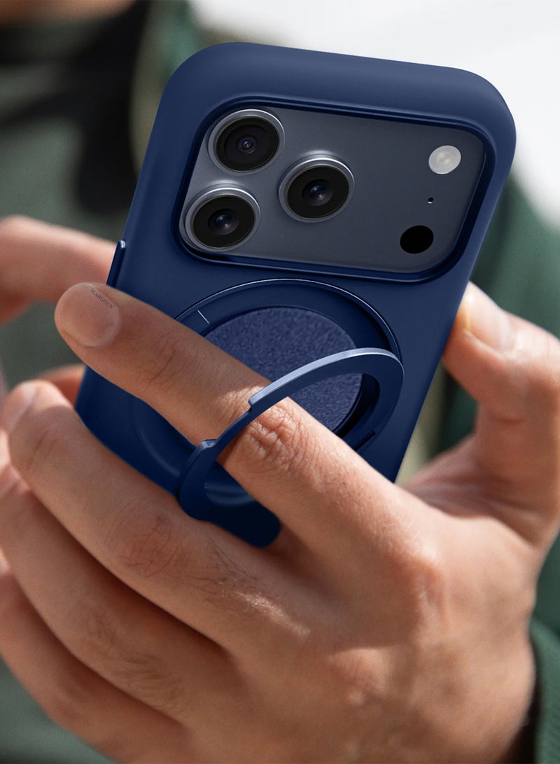 CATANES MagSafe Silicone Case Cover for Apple iPhone 17 Pro Max - 360° Spin Magnetic Stand Holder, Soft Liquid Silicone Cozy Grip -Full Camera Protection - Non-Slip Phone Case - Dark Blue - Image 2